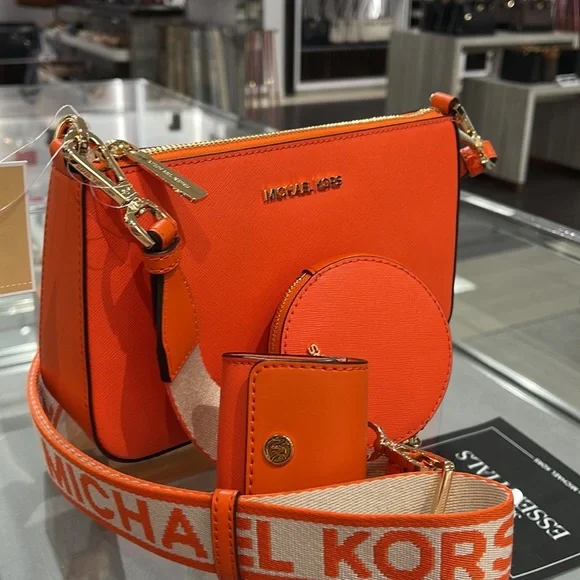 MICHAEL KORS JET SET TRAVEL SMALL SHOULDER CROSSBODY BAG WITH TECH ATTCH AIRPOD - Picture 15 of 16